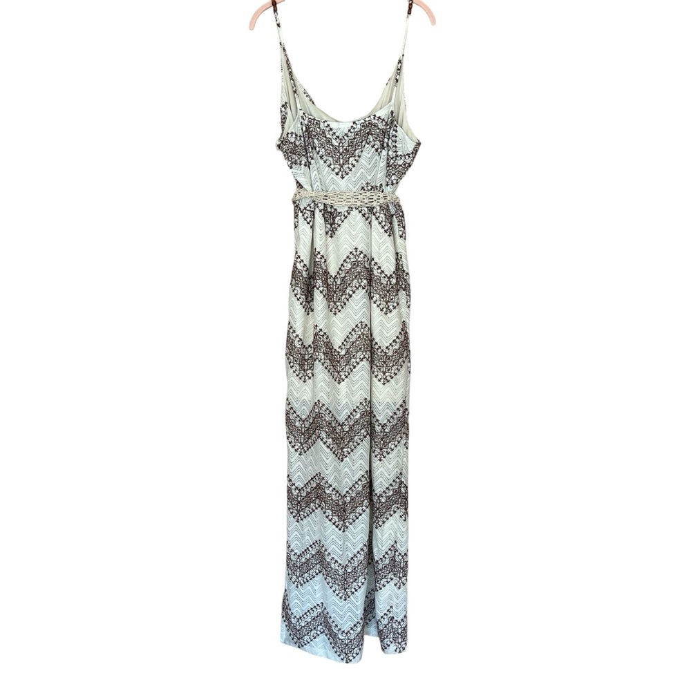 Venus Bohemian Spaghetti Strap Maxi Lace Overlay Dress Sz 1X Chevron Embroidered - Picture 2 of 16